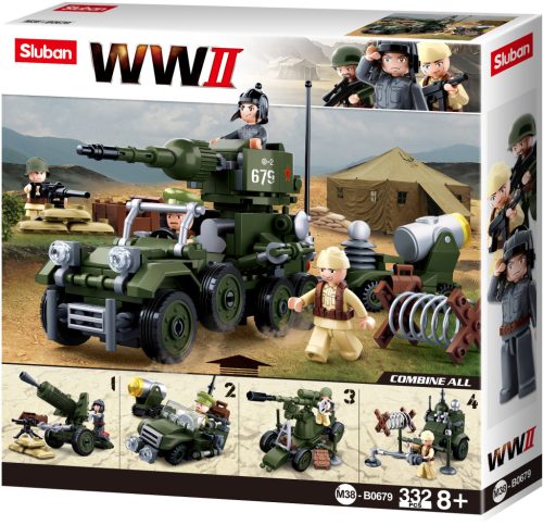 Sluban kompatibilis építőkészlet Army WWII M38-B0679 4 az 1-ben szovjet tüzérségi traktor 334 db