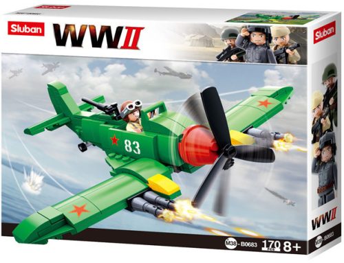 Sluban kompatibilis építőkészlet Army WWII M38-B0683 szovjet Iljusin IL-2 vadászrepülőgép 173 db