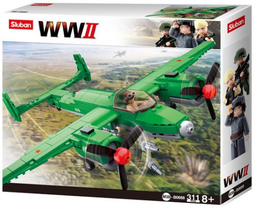 Sluban kompatibilis építőkészlet Army WWII M38-B0688 szovjet Tupolev TU-2 bombázó 312 db