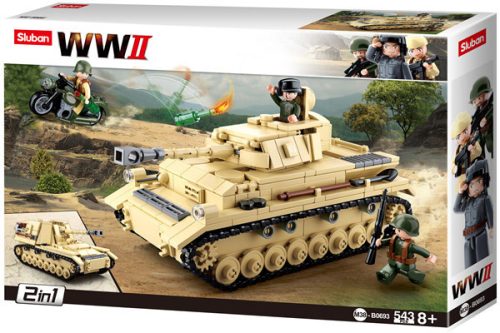 Sluban kompatibilis építőkészlet Army WWII  M38-B0693 Nagy német harckocsi 2 az 1-ben 543 db