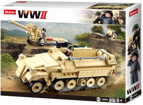 Sluban kompatibilis építőkészlet Army WWII M38-B0695 Német féllánctalpas traktor 460 db