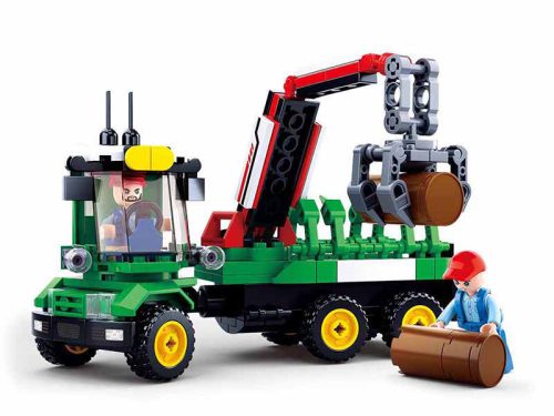 Sluban kompatibilis építőkészlet Town Farm M38-B0778 Traktor rönk utánfutóval 209 db