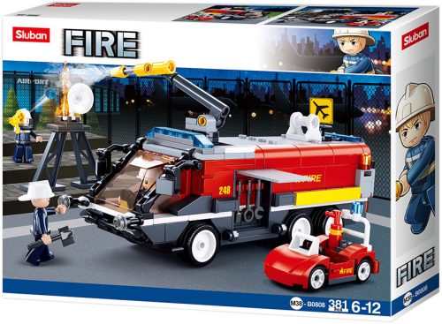 Sluban kompatibilis építőkészlet Fire M38-B0808 Repülőtéri tűzoltóautó 381 db