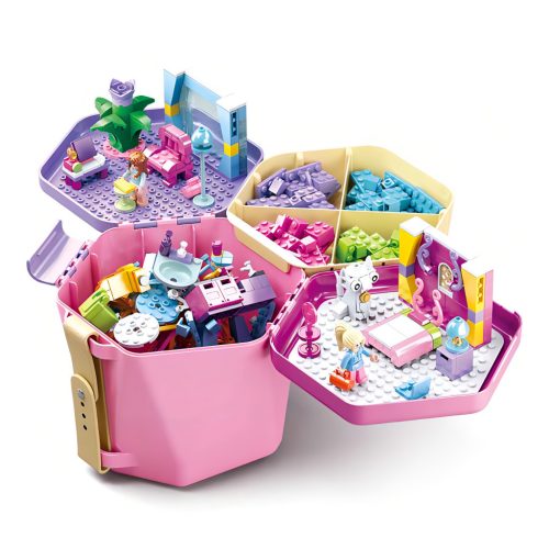 Sluban Bucket Bricks M38-B0830 Kbelík s kostkami růžový Poškozený obal
