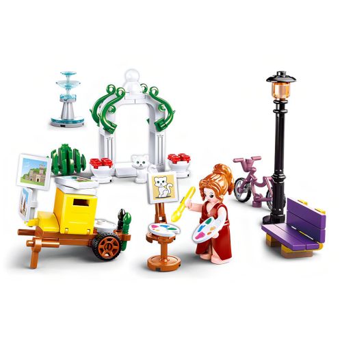 Sluban kompatibilis építőkészlet Girls Dream Village M38-B0869 Festő a parkban 114 db