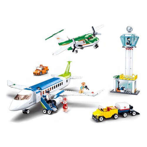 Sluban kompatibilis építőkészlet Airport M38-B0930 Repülőtér két géppel 731 db