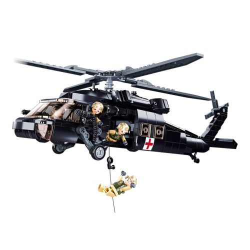 Sluban kompatibilis építőkészlet Model Bricks M38-B1012 UH-60 Black Hawk orvosi helikopter 692 db