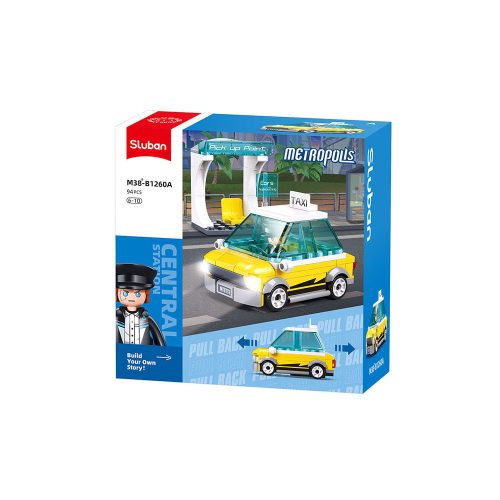 Sluban kompatibilis építőkészlet Metropolis M38-B1260A Sárga Taxi 94 db