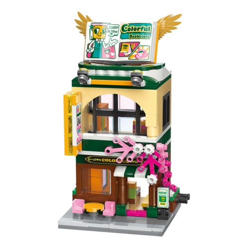 Qman kompatibilis építőjáték City Corner C0107 Könyvesbolt 259 db