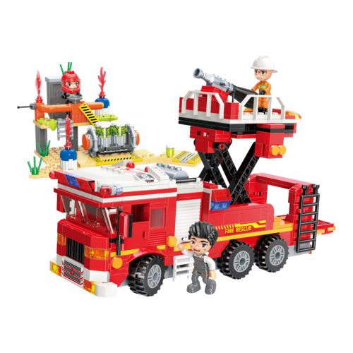 Qman kompatibilis építőjáték Mine City Fire Line W12013 darus vízágyús tűzoltó 539 db