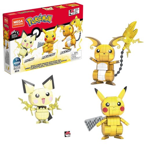 MEGA Construx Pokemon kompatibilis építőjáték Pichu, Pikachu, Raichu 3 db-os készlet