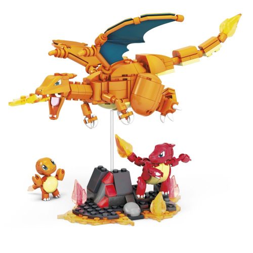 MEGA Construx Pokemon kompatibilis építőjáték Charmander, Charmander, Charizard átalakulása