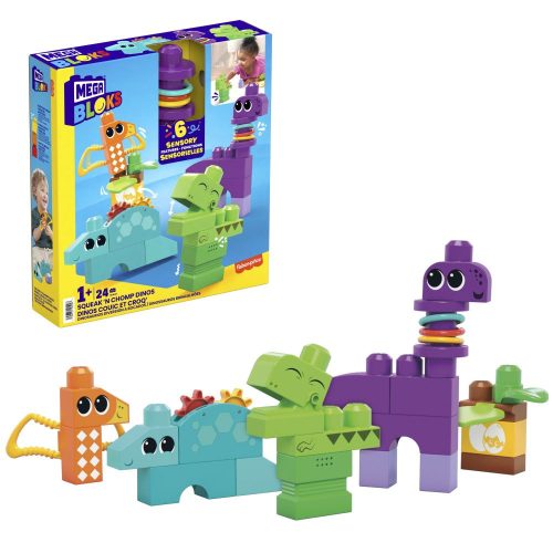 MEGA Bloks BIG nagy építőkocka készlet szenzoros dinoszauruszok 24db-os készlet (Fisher-Price)