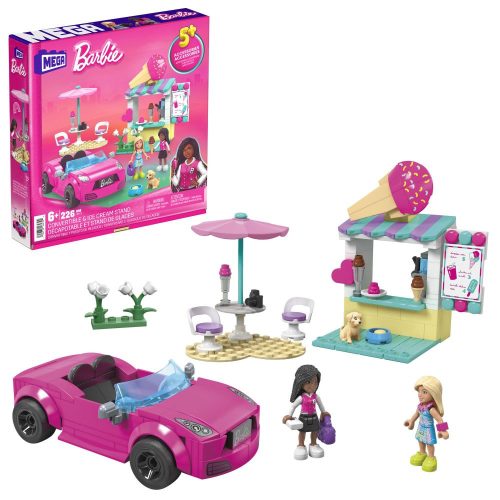 MEGA Construx Barbie kompatibilis építőjáték kabrió autó fagylaltozóval