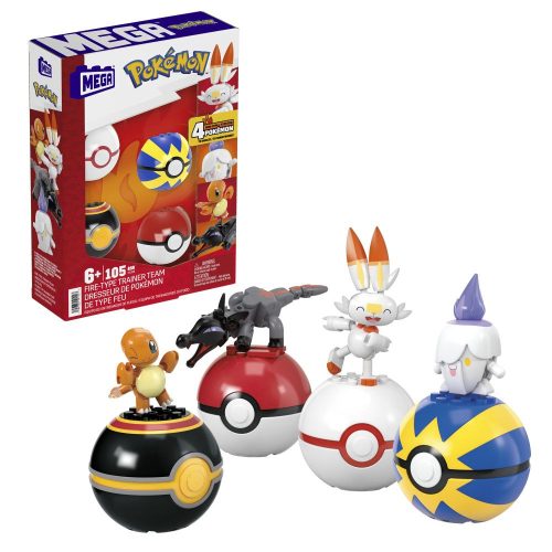 MEGA Construx Pokemon kompatibilis építőjáték 4 db-os tűz csapat készlet