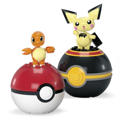 MEGA Construx Pokemon kompatibilis építőjáték 2 db-os pokélabda készlet Charmander és Pichu