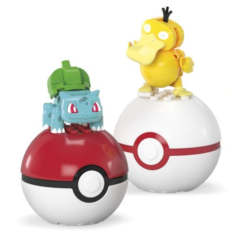 MEGA Construx Pokemon kompatibilis építőjáték 2 db-os pokélabda készlet Bulbasaur és Psyduck