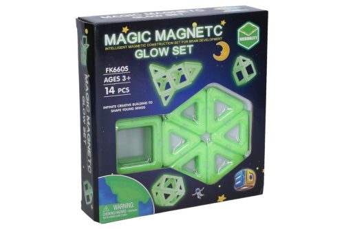 Mágneses építőjáték készlet fluoreszkáló 14 db