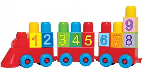 Dohány Toys építőkocka készlet Vonat számokkal mozdony + vagonok + 9 db kocka